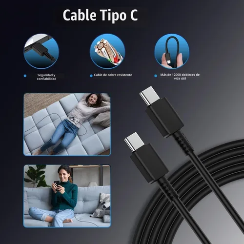 Vista 6 de Cargador súper rápido de 45 W de doble puerto y cable tipo C de 10 pies y 6 pies, bloque de carga de pared USB C, cable de carga de teléfono Android