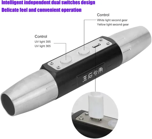 Vista 5 de Linterna de evaluación de jade, DX4 USB recargable, lámpara detector de luz de evaluación de jade, 4 luces, linterna experta de jade para evaluación