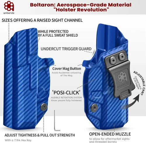 Vista 4 de Amberide IWB Kydex Holster for Glock 26/27 Gen1-5 and Glock 33 Gen3-4, Concealed Carry, Optics Ready, Adjustable Cant, Posi-Click Retention, Made in