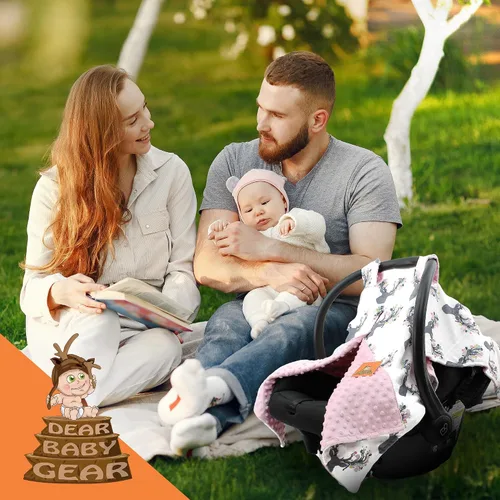 Vista 7 de Dear Baby Gear - Toldo de asiento de automóvil de 40 x 30 pulgadas, funda para transportar bebés para niños y niñas, uso acogedor para otoño