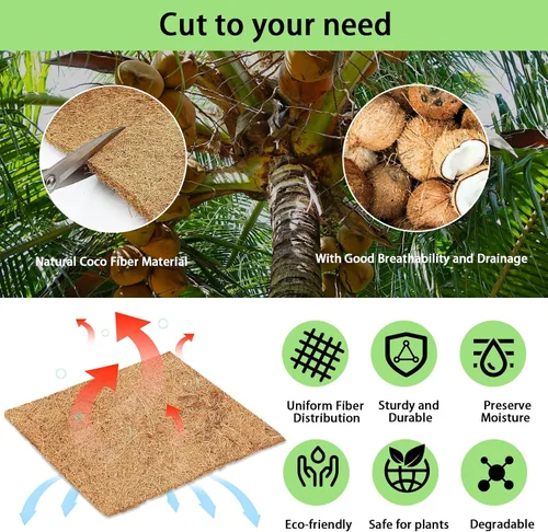 Vista 3 de Rollo grueso de fibra de coco, 120 x 16 pulgadas, revestimientos de coco natural para macetero, cesta de flores, hojas de fibra de coco, alfombra