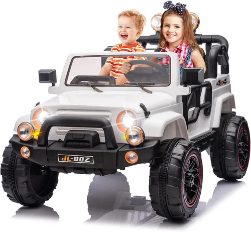 Vista 11 de Fitnessclub Autos eléctricos para niños, automóvil eléctrico para niños de 12 V con control remoto Bluetooth de 2,4 GHz, luces LED, reproductor MP3