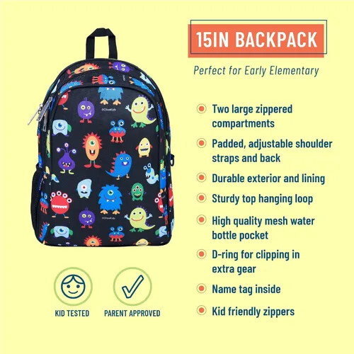 Vista 3 de Wildkin - Mochila infantil de 15 pulgadas para niños y niñas