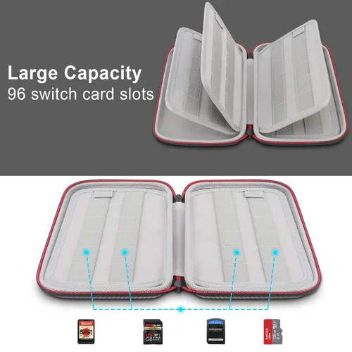 Vista 2 de Elonbo Switch Game Card Case for Nintendo Switch or PS Vita Games, 96 Cartridge Slots Physical NS Game Cartridge Holder Durable Portable Thin