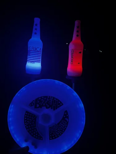 Vista 3 de Original Bottle Bash (Beersbee, Polish Horseshoes, Frisbeer) Bottle Set ONLY, Unbreakable - Choose Yellow, USA or USA LED Version