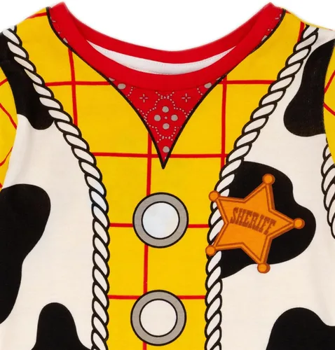Vista 4 de Disney Toy Story - Conjunto de pijama para niños Camiseta y pantalones cortos de Sheriff Woody Cowboy para niños, ropa de dormir de película