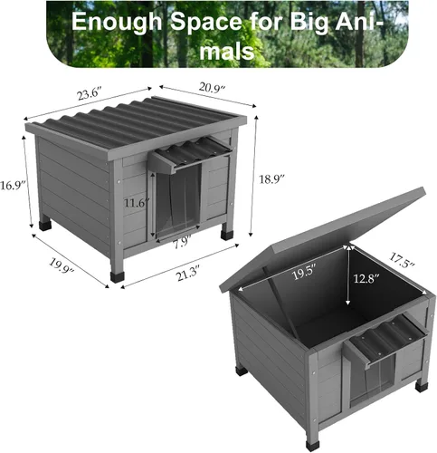 Vista 2 de TIMHAKA Casa para Gatos al Aire Libre, Refugio Aislado para Gatos Ferales de Interior Impermeable con Piso Elevado, Gran Recinto Exterior para Gatos