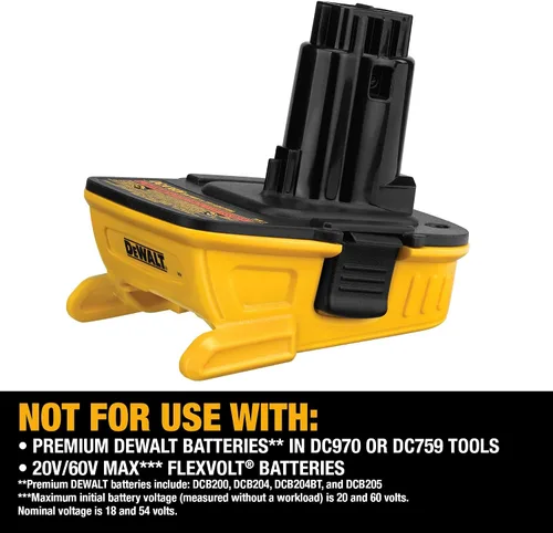 Vista 5 de Juego de adaptador de batería DeWALT, DCA2203C, de 20 voltios, para herramientas de 18 voltios, sierra sable