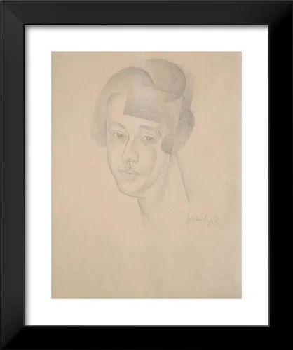 Vista 2 de ArtDirect Gris, Juan 20x24 Black Modern Framed Art Print Titled: Portrait of Woman ll