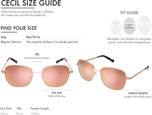 Vista 3 de Randolph USA Cecil Gafas de sol cuadradas de gran tamaño para mujer no polarizadas 100% UV