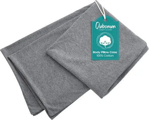 Vista 7 de Oubonun Funda de almohada corporal 100% algodón jersey con cremallera, funda de almohada extraíble suave de lujo, larga y esponjosa, de punto