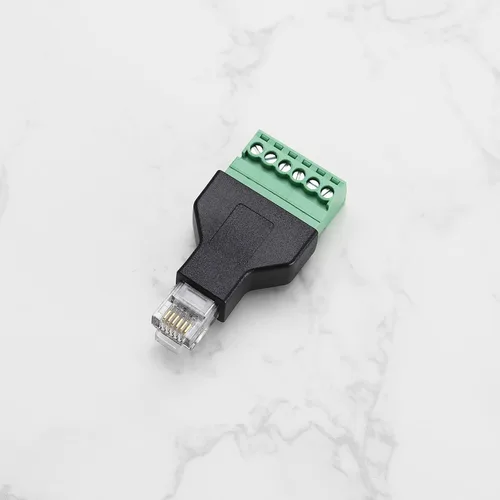 Vista 5 de 2 unids RJ12 adaptador de audio conector Ethernet RJ12 6P6C macho a 6 pines tornillo terminales adaptador conector hogar accesorios de audio