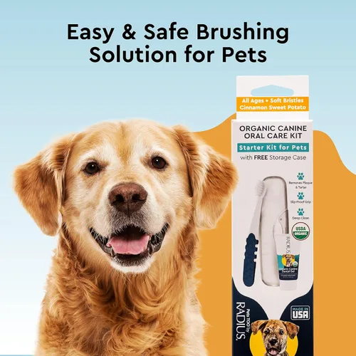 Vista 7 de RADIUS USDA Organic Dental Solutions - Kit de 2 unidades para cachorros, incluye 1 cepillo de dientes para perros y 1 pasta de dientes de 0.8 onzas