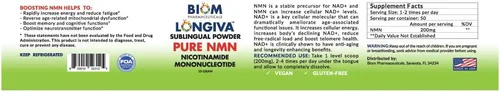 Vista 2 de Biom NMN Sublingual Powder. Número de productos incluidos: 1 pieza(s). Mononucleótida de nicotinamida nanotizada avanzada, regeneración