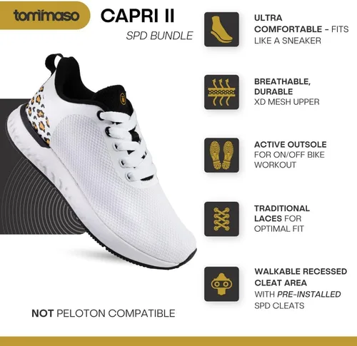 Vista 3 de Tommaso Capri - Zapatos de ciclismo para interiores para mujer, zapatos giratorios para ciclismo de interior, zapatos SPD, clips SPD, zapatos