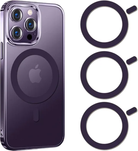 Vista 10 de COJOC 3 calcomanías de anillo Magsafe, adaptador de conversión magnético universal compatible con accesorios de carga inalámbrica para iPhone Negro