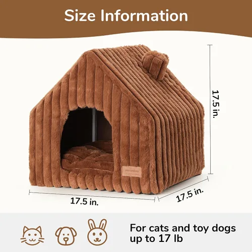 Vista 5 de FUKUMARU Casas para gatos de interior, cueva linda y lavable para gatos con almohada removible, casa grande semi-cerrada y acogedora para perros