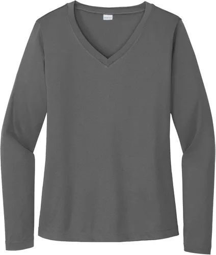 Vista 9 de Sport-Tek señoras cuello en V playera > orquídea rosa Azul atómico