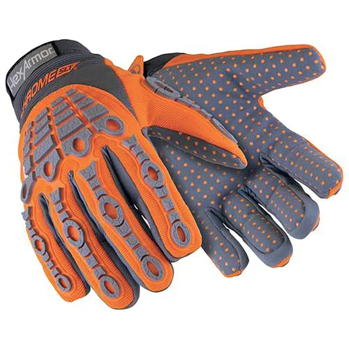 Vista 32 de HexArmor Chrome SLT® Series 4067 Leather Work Gloves, Large Resistente a los cortes, protección contra impactos 4067 Cuero Blanco y Naranja Impact