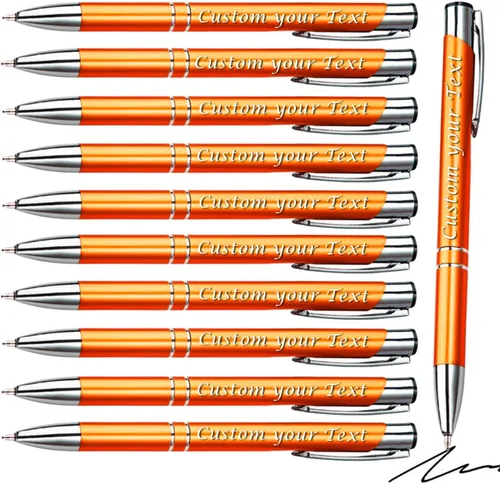 Vista 6 de AOK 50PACK Bolígrafos personalizados Tinta negra personalizada - Bolígrafos de nombre metálicos - Grabados por láser con su texto o mensaje (negro)