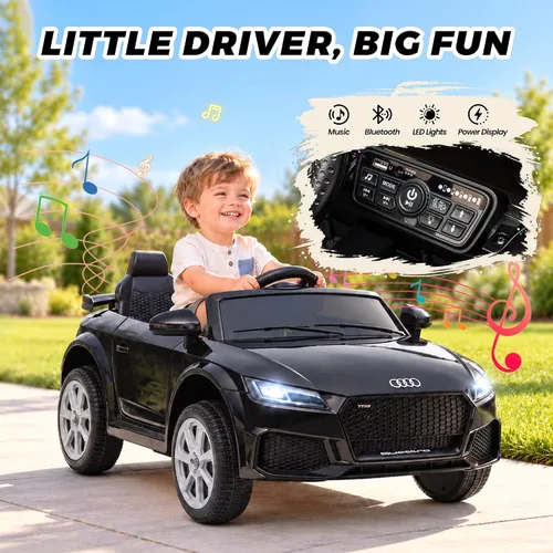 Vista 2 de Hotday Juguetes de paseo para niños pequeños de 12 V, con licencia Audi TT Negro