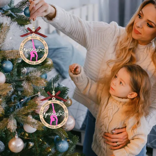 Vista 2 de Adorno de gimnasia para niña, adornos de gimnasta para árbol de Navidad, regalos de gimnasia para niñas, entrenadora, regalos de gimnasta para niñas