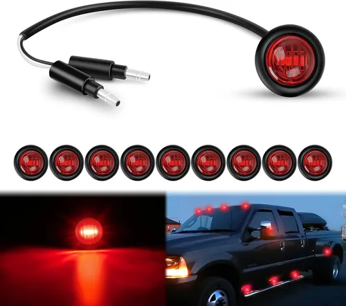 Vista 24 de Nilight Luz de marcador redonda de 3/4 pulgadas, 10 unidades, luz LED ámbar de separación, 2 conectores, indicadores laterales, luces de bala IP68