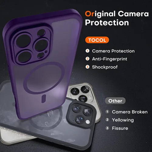 Vista 179 de TOCOL Funda para iPhone 11, compatible con Magsafe, protección completa de cámara, imanes integrados, protección contra caídas, funda translúcida