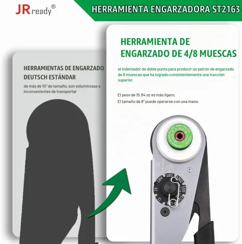 Vista 6 de Kit de Crimpado ST2163 Deutsch, Herramienta de Contactos Sólidos ACT-HDT con 3 Posicionadores y Calibre G454 para Terminales Deutsch Tamaño 12 16 20
