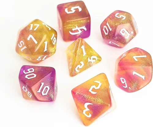 Vista 17 de Juego de Dados D&D de 7 Piezas Verde Transparente Color Mixto – Juego de Dados DND para D&D, COC, TTRPGs, Dungeons and Dragons, MTG, Accesorios