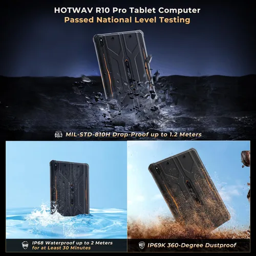 Vista 8 de HOTWAV R10 Pro 2025 Tableta Resistente Android 14 - 10.1 Pulgadas HD+ 10800mAh Tableta Impermeable, 20GB RAM+256GB ROM/1TB TF Tablets