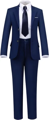 Vista 2 de Conjunto de traje formal para niños, 4 piezas, traje de esmoquin y portador de anillo
