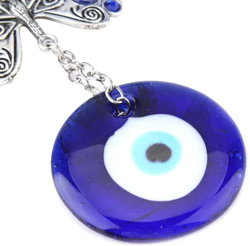Vista 7 de Colgante de pared de cristal turco contra el mal de ojo, adorno azul de 6.69 pulgadas, amuleto de buena suerte, decoración de automóvil para oficina