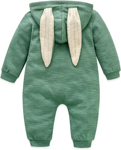 Vista 42 de Simplee Kids Enterizo con diseño de conejo de Pascua con capucha, para bebé, overol con cremallera y orejas largas