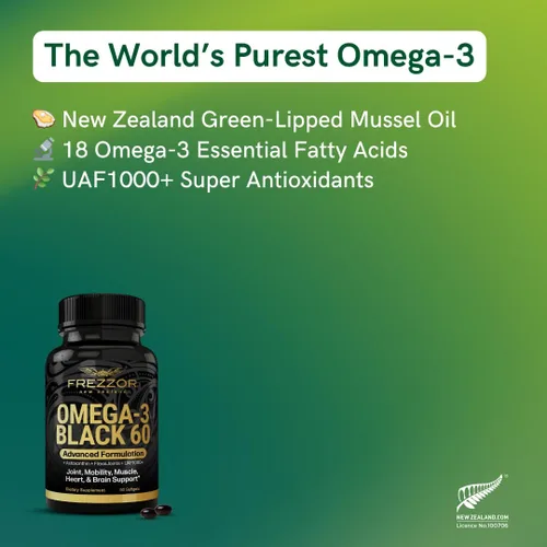 Vista 6 de Frezzor Omega-3 natural Aceite de mejillón de labios verdes 60 cápsulas blandas
