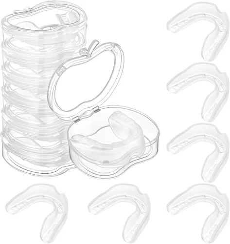 Vista 8 de Paquete de 6 protectores bucales para deportes con caja de almacenamiento, protector bucal moldeable para jóvenes, protector bucal de silicona