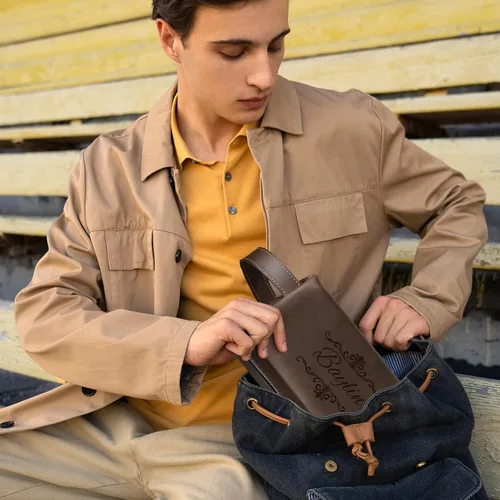 Vista 7 de Bolsa de artículos de aseo personalizada para hombres, kit de viaje de cuero con monograma personalizado para hombres, organizador de artículos