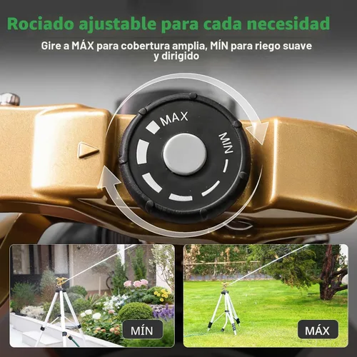 Vista 7 de RESTMO Aspersor de trípode de 48 pulgadas, grandes rociadores de impacto de Plateado