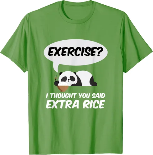 Vista 16 de ¿Ejercicio? I Thought You Said Extra Rice Panda Gift T-Shirt, Negro, S