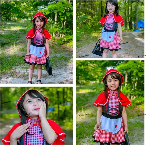 Vista 5 de MOMMY'S NEW MAN Disfraz de Caperucita Roja para Niñas con Capa para Halloween y Navidad