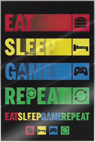 Vista 9 de Eat Sleep Game Repeat - Póster de jugador (pictogramas) (tamaño: 24" x 36")