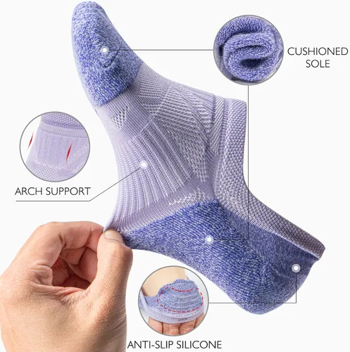 Vista 6 de THATISHE Calcetines de compresión acolchados para mujer calcetines de tobillo de corte bajo 5 pares