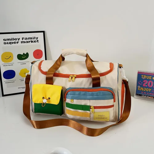 Vista 203 de Pequeña bolsa de gimnasio para mujer, bolsa de viaje con compartimento para zapatos