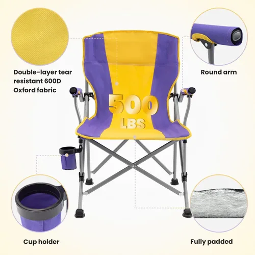 Vista 3 de WILDROOTS Silla de camping resistente, silla plegable acolchada duradera