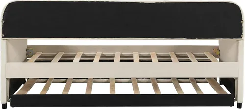 Vista 8 de Harper & Bright Designs Sofá cama tapizado tamaño individual con cama nido y listones de madera, beige