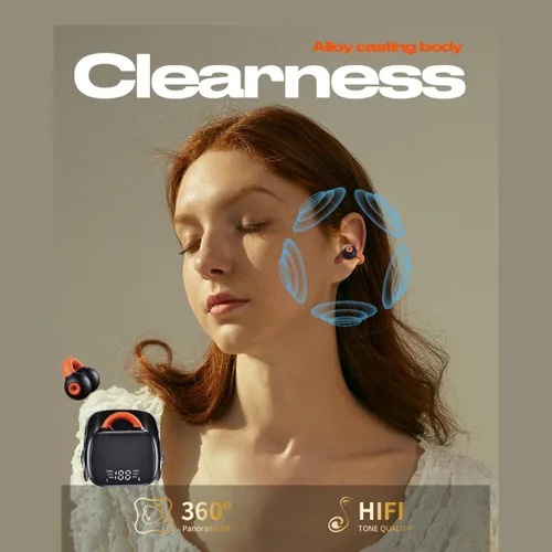 Vista 4 de Auriculares inalámbricos con clip de oreja Bluetooth 5.3, auriculares inalámbricos abiertos, auriculares de conducción ósea, mini auriculares