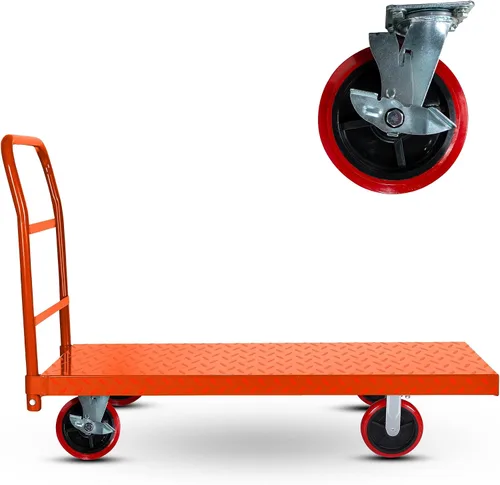 Vista 3 de 5Seconds Carrito de plataforma industrial carrito de 3300 libras, resistente, 60 x 30 pulgadas, plataforma de mano, carrito de empuje, placa