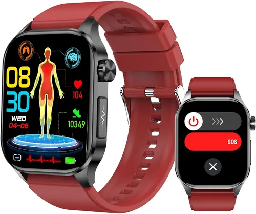 Vista 10 de Reloj inteligente para hombres y mujeres, pantalla AMOLED a color de 2.04 pulgadas, frecuencia cardíaca 24/7, oxígeno en sangre, presión arterial