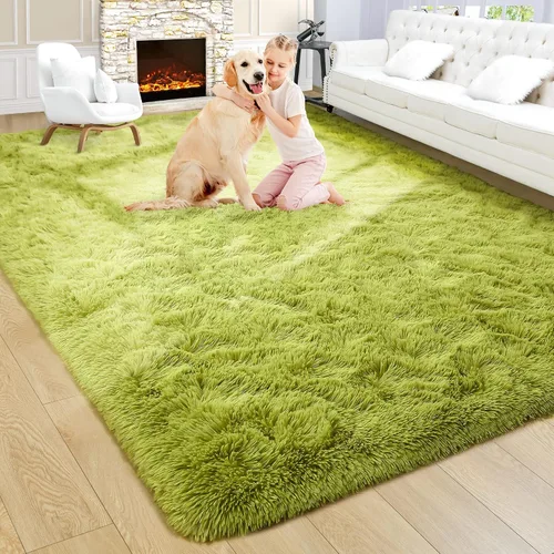 Vista 13 de Noahas Alfombras de Área Grandes y Esponjosas de 5x8 pies para Sala de Estar y Dormitorio, Alfombra Gruesa de Pelo Largo Beige y Blanca, Alfombra