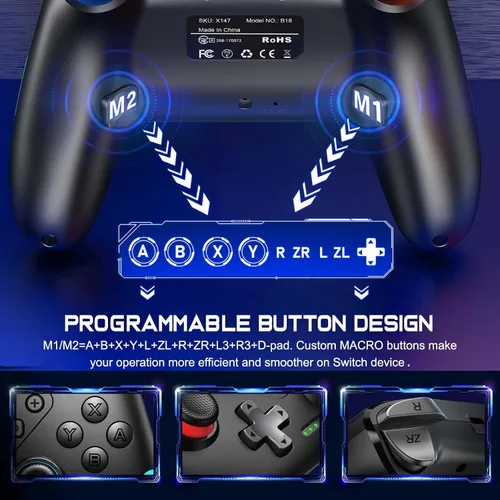 Vista 3 de NinjaPlusOX Controlador de interruptor, controlador inalámbrico Switch Pro para Nintendo Switch ControllerLiteOLED, botones traseros